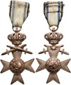 Bayern, Militär-Verdienstkreuz 3. Klasse, mit Schwertern und Krone, OEK 434, am broschierten Bandabs