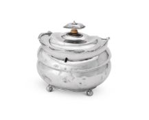 Y A GEORGE III SILVER OBLONG BALUSTER TEA CADDY, THOMAS WALLIS II