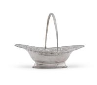 A GEORGE III SILVER OVAL PEDESTAL BASKET, MAKER'S MARK POORLY STRUCK (H..)