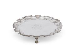 A GEORGE II SILVER SHAPED CIRCULAR WAITER, THOMAS FARREN