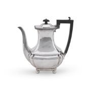 A SILVER OBLONG BALUSTER COFFEE POT, JOHN ROUND & SONS LTD