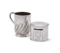A SILVER NOVELTY POST BOX PIGGY BANK, DEAKIN & FRANCIS