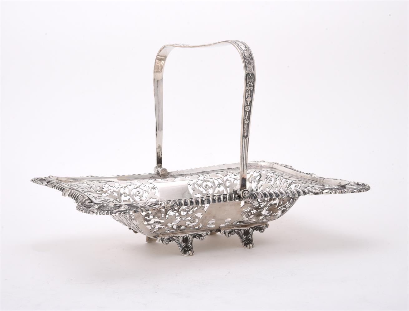 A SILVER SHAPED RECTANGULAR SWING HANDLE BASKET, CHARLES S. GREEN CO. LTD. - Image 2 of 2