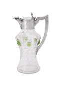 AN ART NOUVEAU SILVER MOUNTED GLASS CLARET JUG, THOMAS BRADBURY & SONS LTD