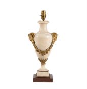 An white marble and ormolu mounted table lamp