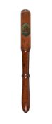 An oak four-sided baluster and square section truncheon