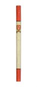 A Victorian carved and painted wood short staff of cylindrical form