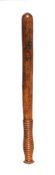 A Victorian turned wood, probably elm, truncheon