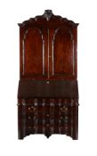 A German mahogany bureau bookcase