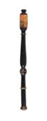 A Victorian painted and turned wood mace tipstaff of Cornish-type