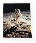 The 'visor' photograph of Buzz Aldrin on the Moon [Kodak transparency], Apollo 11, 16-24 Jul 1969
