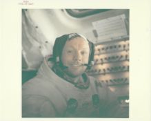 Neil Armstrong smiles inside the Lunar Module after the historic moonwalk, Apollo 11, 16-24 Jul 1969