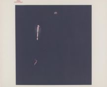 View of the disappearing Moon and the exterior Command Module, Apollo 13, 11-17 April 1970