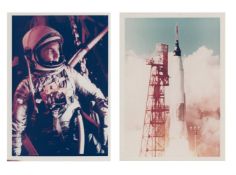 Launch of the first American into orbit (2 views), Mercury-Atlas 6, 20 Feb 1962