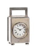 A GEORGE V SILVER MINIATURE CARRIAGE TIMEPIECE