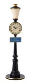 A SWISS BLACK JAPANNED BRASS NOVELTY LAMP POST ALARM TIMEPIECE