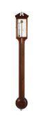A GEORGE III STYLE LINE-INLAID MAHOGANY MERCURY STICK BAROMETER