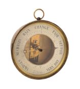 A BRASS BOURDON-PATTERN ANEROID 'METALLIC BAROMETER'
