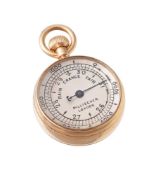 A RARE MINIATURE GOLD ANEROID POCKET BAROMETER WITH ALTIMETER