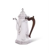 A GEORGE I SILVER TAPERED OCTAGONAL COFFEE POT, JOHN MARTIN STOCKAR