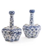 A PAIR OF CHINESE 'DRAGON' BLUE AND WHITE CROCUS VASES