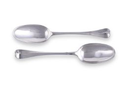 A GEORGE I WEST COUNTRY SILVER HANOVERIAN TABLE SPOON, NO MAKER'S MARK, EXETER 1717