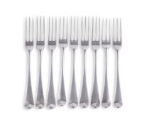 NINE SILVER HANOVERIAN DESSERT FORKS