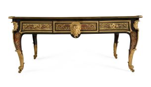 Y A TORTOISESHELL, BRASS 'BOULLE' MARQUETRY AND GILT METAL MOUNTED BUREAU PLAT