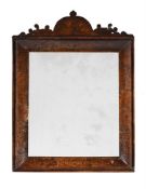 A QUEEN ANNE BURR ELM CUSHION FRAMED WALL MIRROR, CIRCA 1710