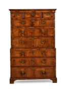 A GEORGE II WALNUT CHEST ON CHEST, CIRCA 1735