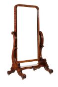 A WILLIAM IV MAHOGANY CHEVAL MIRROR