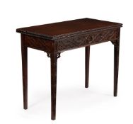 A GEORGE III MAHOGANY FOLDING TEA TABLE