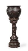 A JAPANESE BRONZE JARDINIERE ON STAND