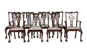 A SET OF EIGHT MAHOGANY DINING CHAIRS IN GEORGE III STYLE