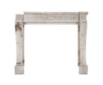 A CARVED WHITE MARBLE CHIMNEY PIECE