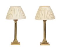 A PAIR OF BRASS TABLE LAMPS