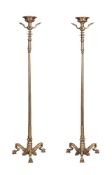 A PAIR OF BRASS TORCHERE LAMPS, IN NEO-CLASSICAL TASTE