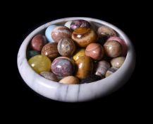 A GROUP OF TWENTY EIGHT VARIOUS SPECIMEN MARBLE AND ALABASTER MODELS OF EGGS