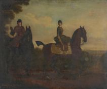 CIRCLE OF JAMES SEYMOUR (BRITISH 1702-1752), PRINCESS AMELIA WITH HER GROOM RIDING IN A LANDSCAPE