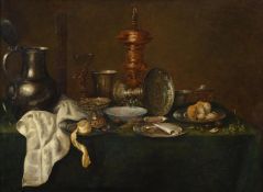 FOLLOWER OF WILLEM CLAESZ HEDA, A STILL LIFE WITH SILVERWARE