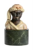 A PAINTED PLASTER MODEL OF A TURBANED MAN