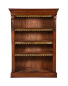 AN EARLY VICTORIAN MAHOGANY OPEN BOOKCASE