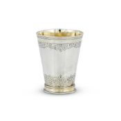 A GERMAN SILVER TAPERING BEAKER