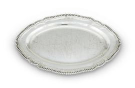 A GEORGE III SILVER SHAPED OVAL MEAT DISH