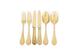 A FRENCH SILVER GILT DESSERT SERVICE