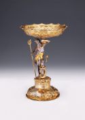 A VICTORIAN SILVER AND SILVER GILT TAZZA