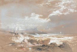 THOMAS MILES RICHARDSON JUNIOR (BRITISH 1813-1890) DUSTANBURGH CASTLE, NORTHUMBERLAND