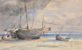 FOLLOWER OF JAMES HOLLAND, MOORED BOATS, BRIGHTON