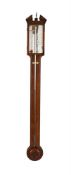 A GEORGE III MAHOGANY MERCURY STICK BAROMETER