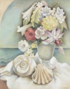 λ BILLIE WATERS (BRITISH 1896-1979), STILL LIFE - FLOWERS AND SHELLS